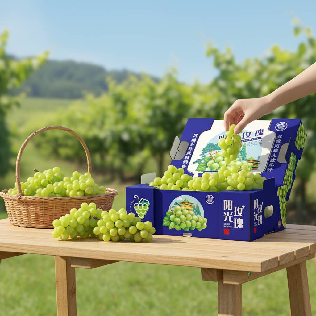 Custom Corrugated Fruit Carton Box for Grapes Custom Corrugated Fruit Carton Box for Grapes