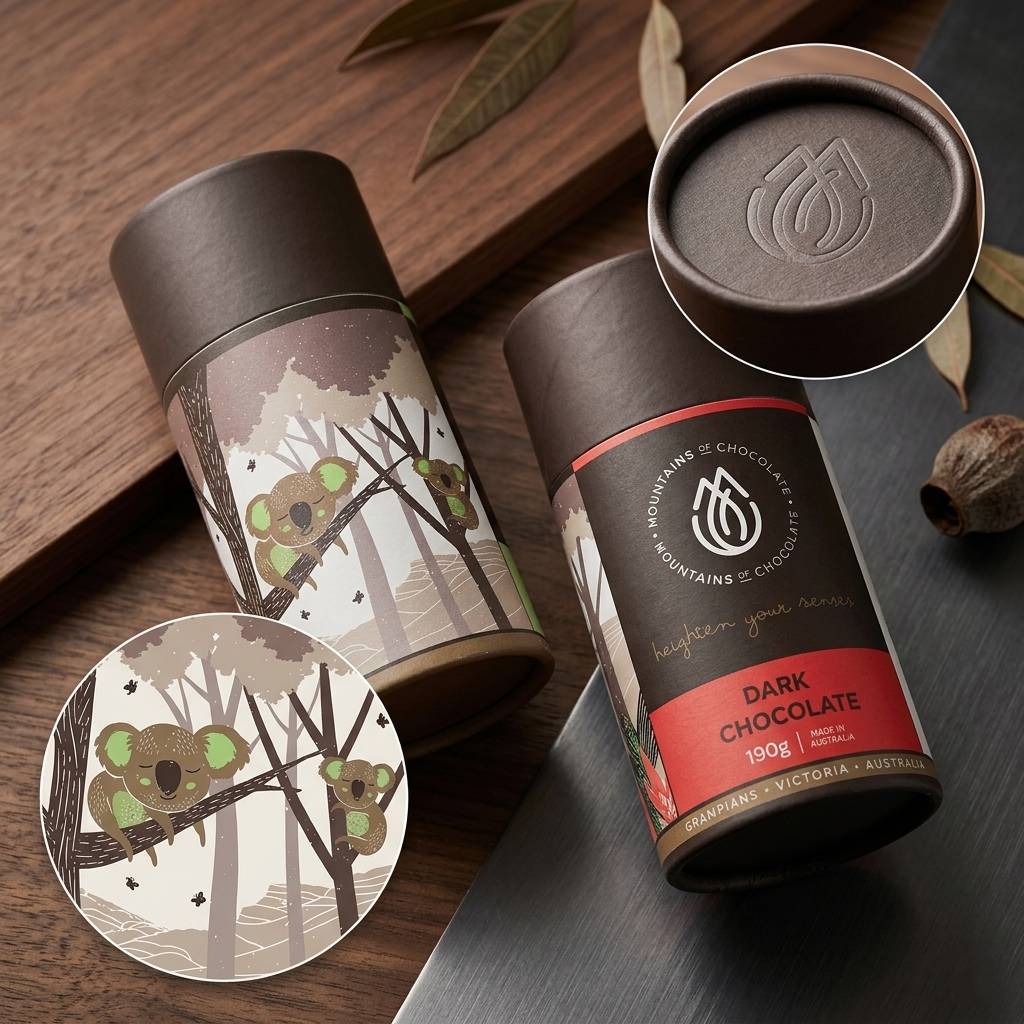 Recyclable Food-Safe Paper Tube for Dark Chocolate