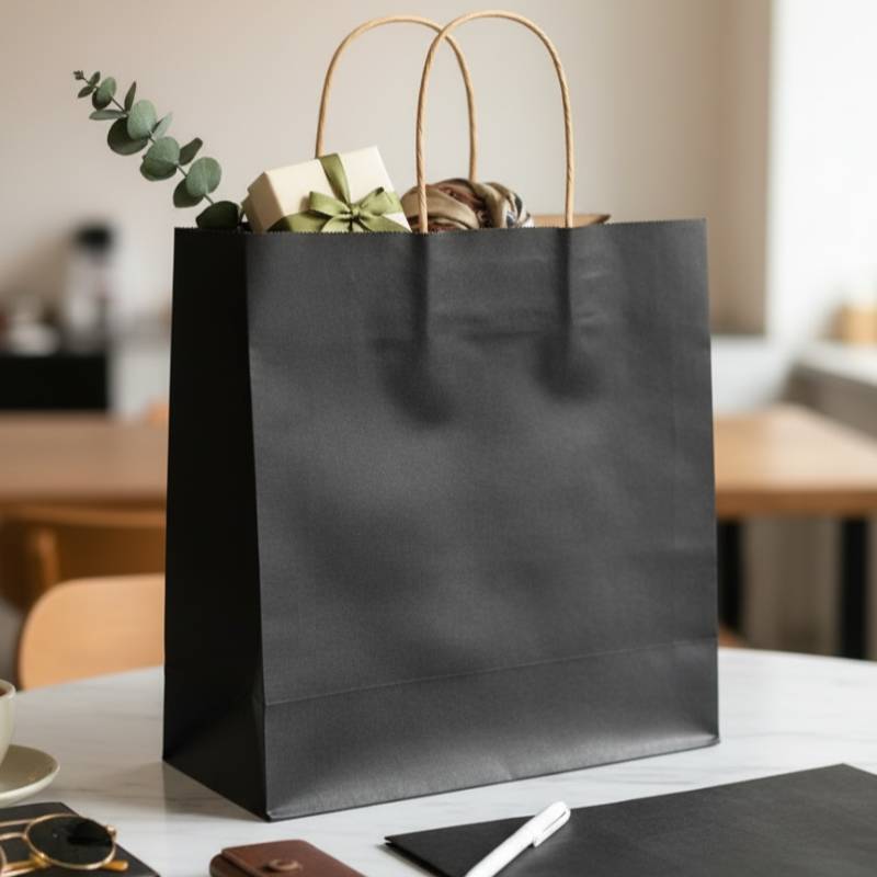 Elegant Matte Black Wholesale Boutique Paper Bag Elegant Matte Black Wholesale Boutique Paper Bag