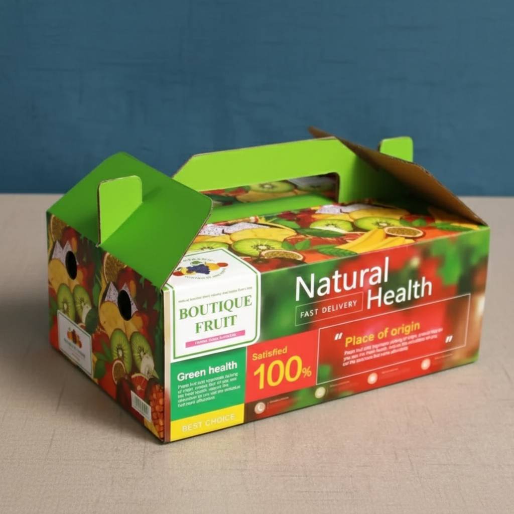 Eco Friendly Foldable Produce Packaging Box With Handle For Retail