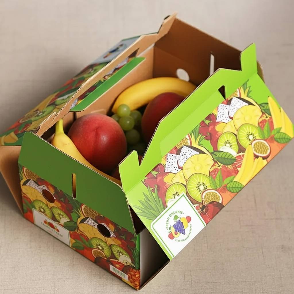 Durable Foldable Produce Packaging Box With Handle Wholesale Packaging