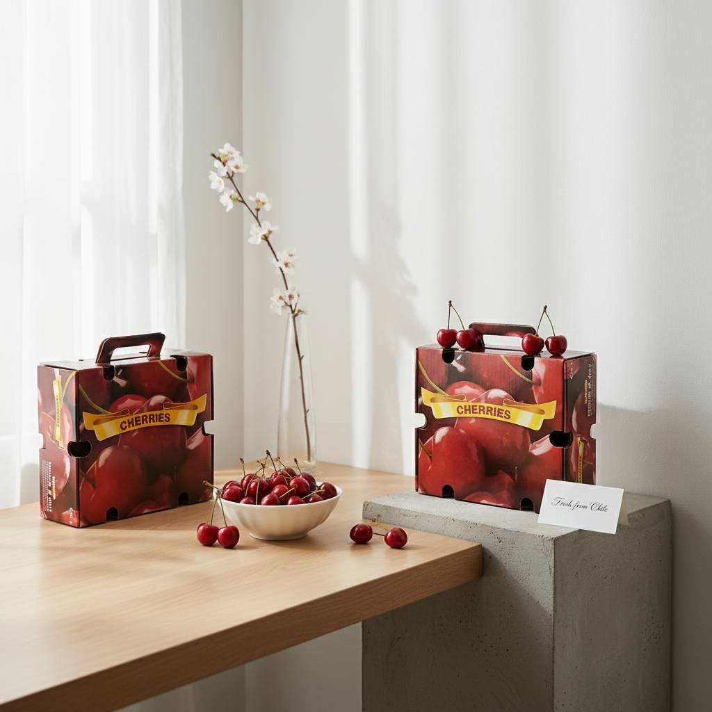 Durable Handle Design Produce Cartons For Premium Cherries