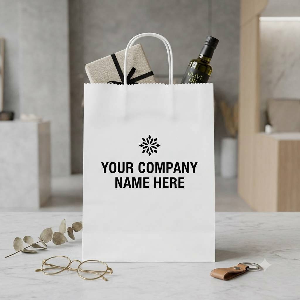 Bespoke White Kraft Paper Bags For Premium Brand Presentation