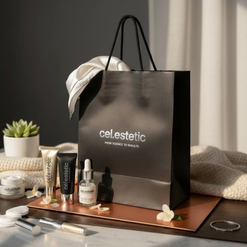 Professional Black Paper Bags With Stunning Metallic Silver Branding