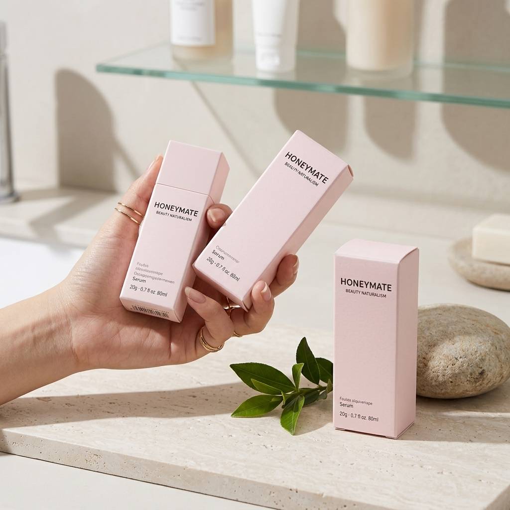 Cosmetic Paper Boxes Pink Custom Boxes For Skincare Serum Lanolin Face Cream Packaging