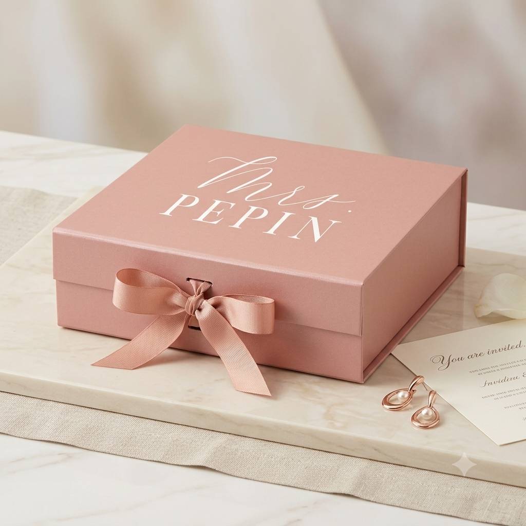 Custom Luxury Pink Folding Gift Box For Wedding Favors