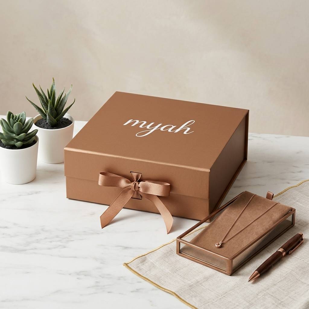 Customized Rigid Magnetic Gift Box With Ribbon For Branding