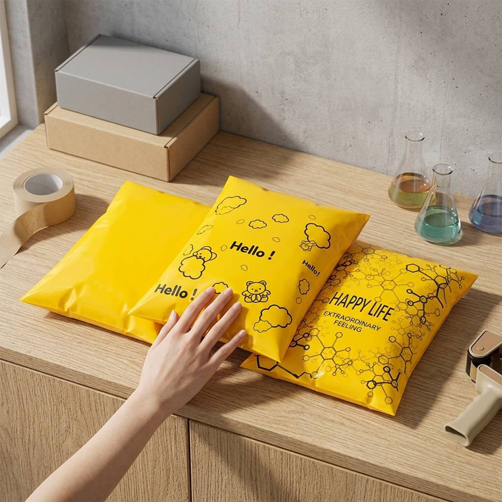 Custom Cute Logo Self-Adhesive Poly Courier Mailing Biodegradable Bag