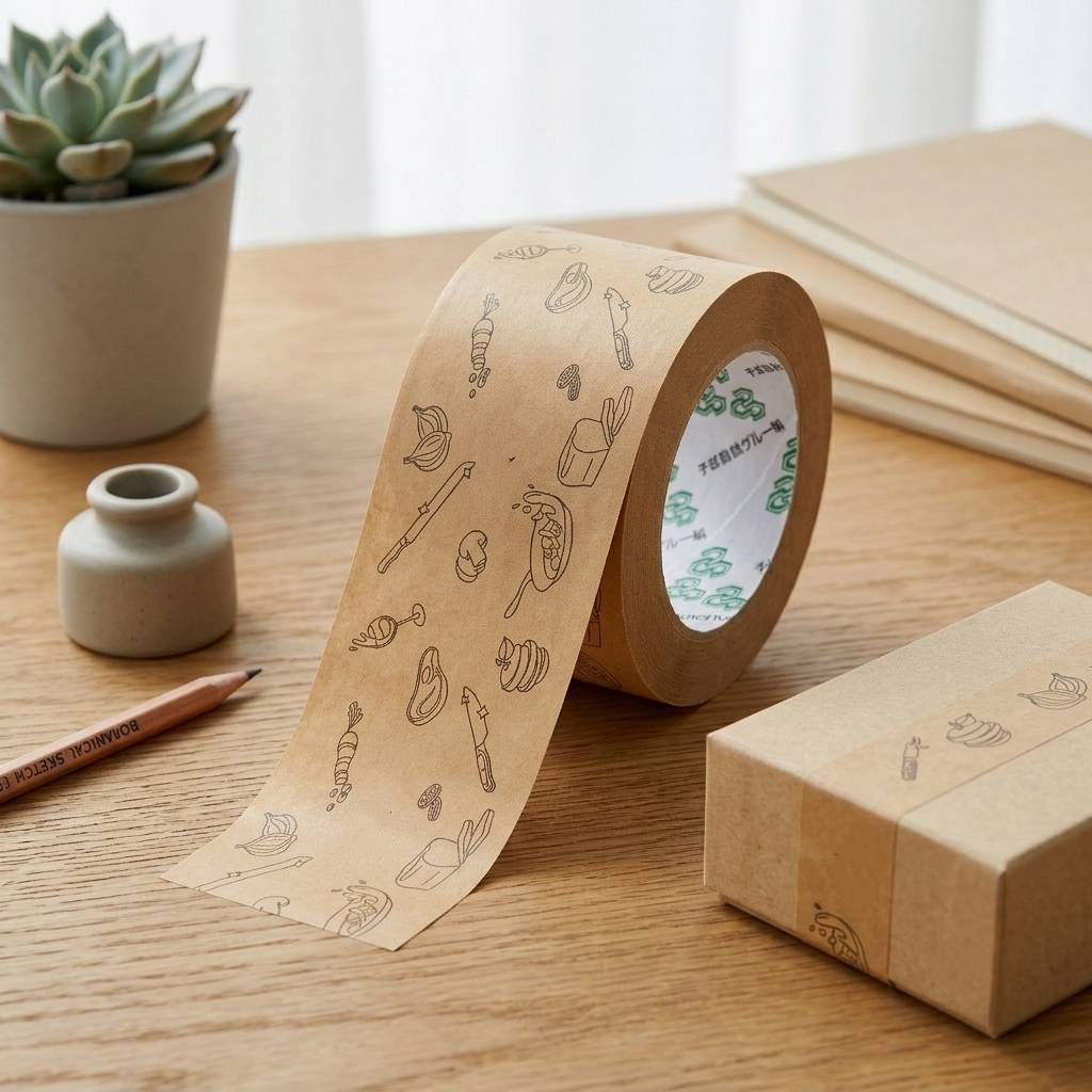 China Printed Heavy Duty Brown Craft Paper Tape for Shipping Package Sealing