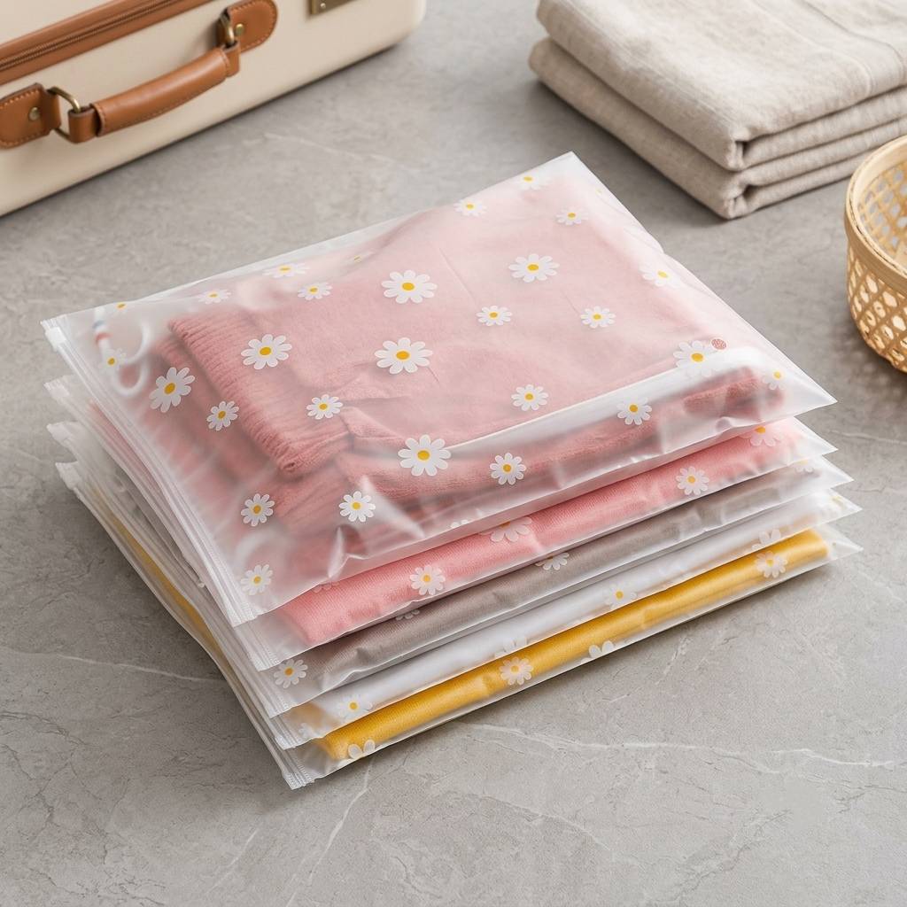 Custom Printed Frosted Zipper Bags For Clothing Brand Packaging