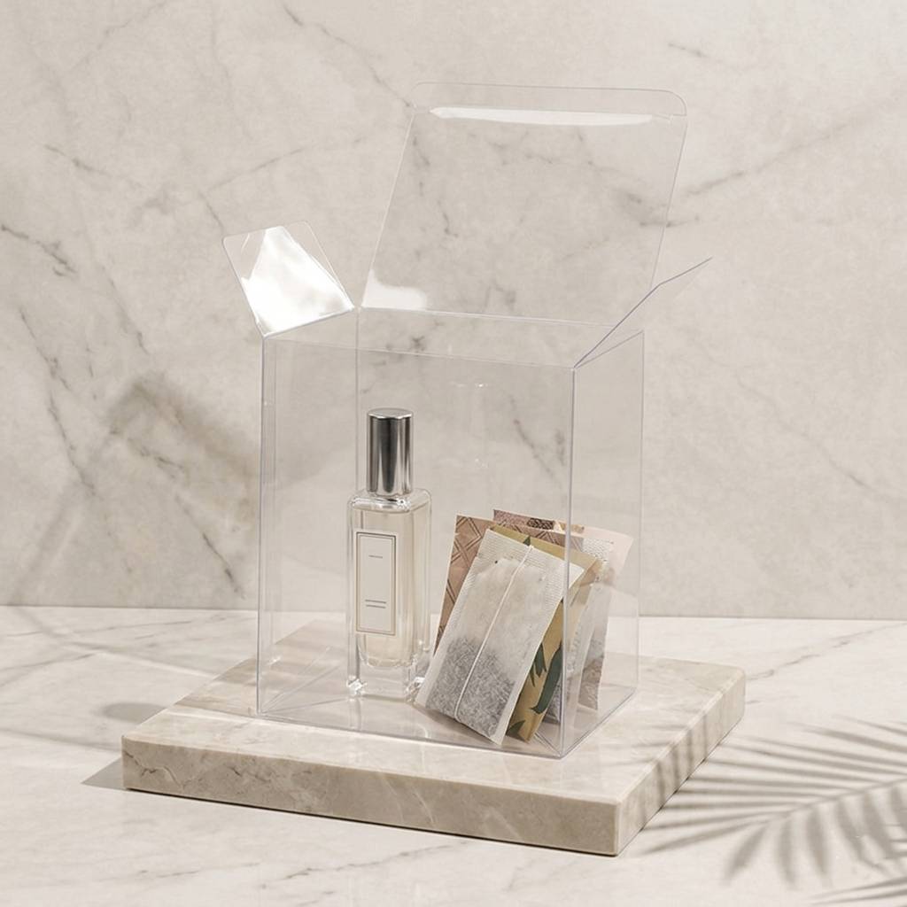 Eco Friendly Crystal Clear PET Cosmetic Box Packaging Box with Custom Embossing Eco Friendly Crystal Clear PET Cosmetic Box Packaging Box with Custom Embossing