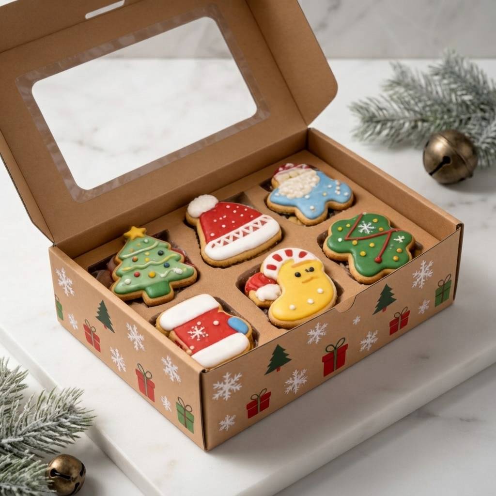 Custom Size Christmas Gift Box Celebration Chocolate Packaging Paper Box with Clean Window Custom Size Christmas Gift Box Celebration Chocolate Packaging Paper Box with Clean Window