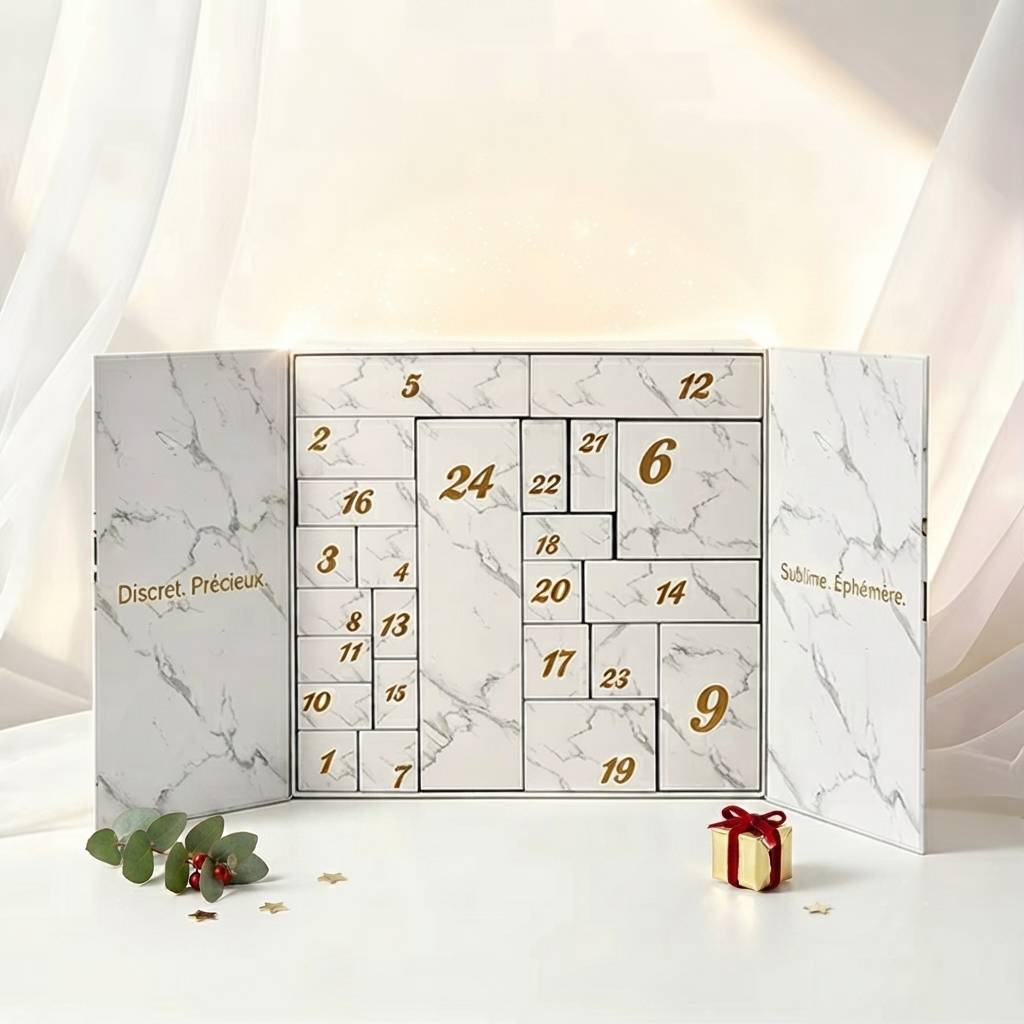 Custom 24 Days Cosmetic Empty Christmas Countdown Advent Calendar Box for Holiday Special