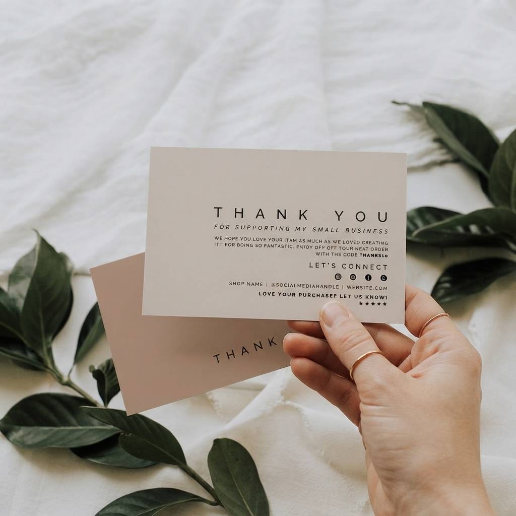 Wholesale Custom Delicate Matte Finish Thank Note Cards Greeting Cards for Gift Packaging