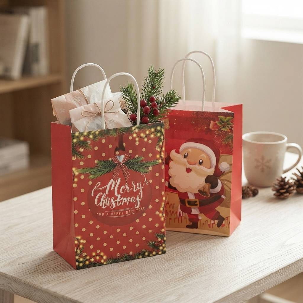 Elegant Festive Paper Shopping Bags For Boutique Retail