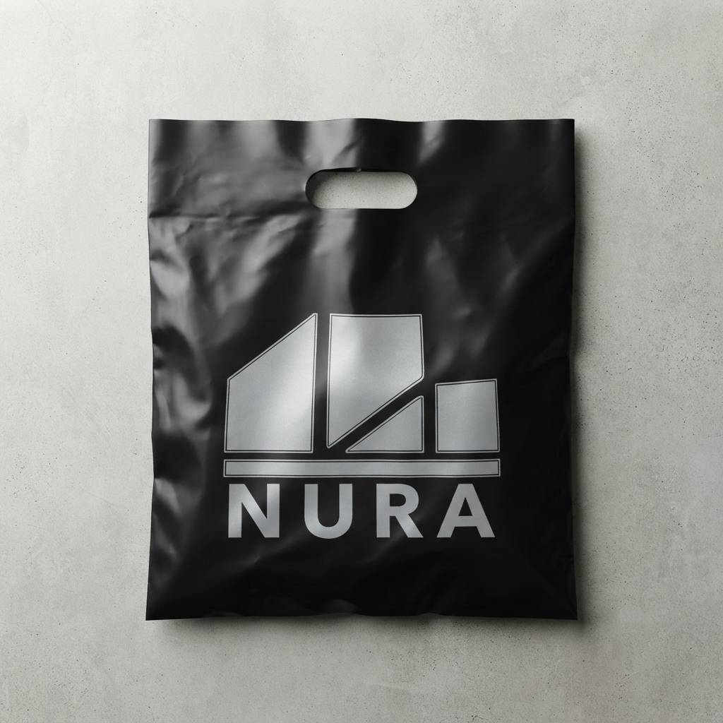 Custom Black Die Cut Plastic Shopping Bag With Logo
