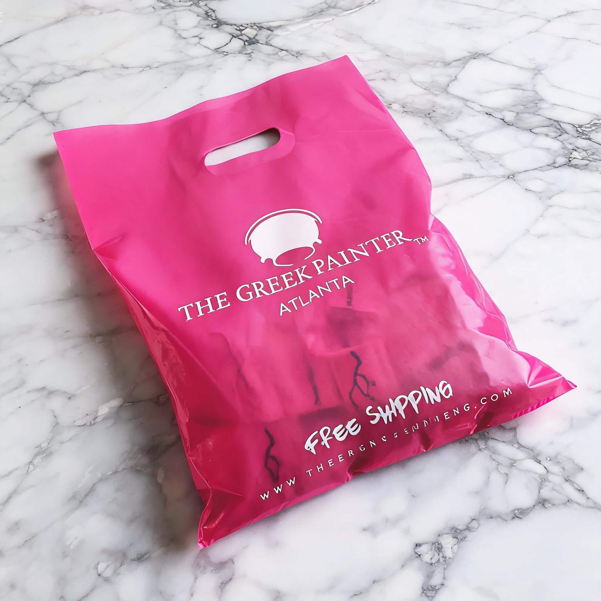 Custom Vibrant Pink Die Cut Plastic Shopping Bag With Logo
