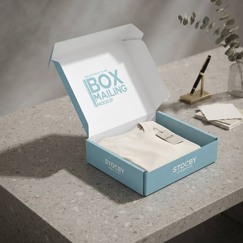 Personalized Blue Packaging Box With Clean Professional White Lining