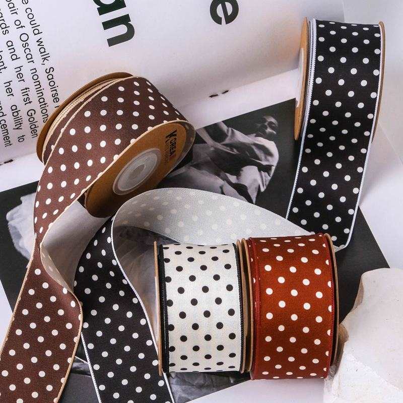 Wholesale Custom Printed Polka Dot Fabric Ribbons For Crafts