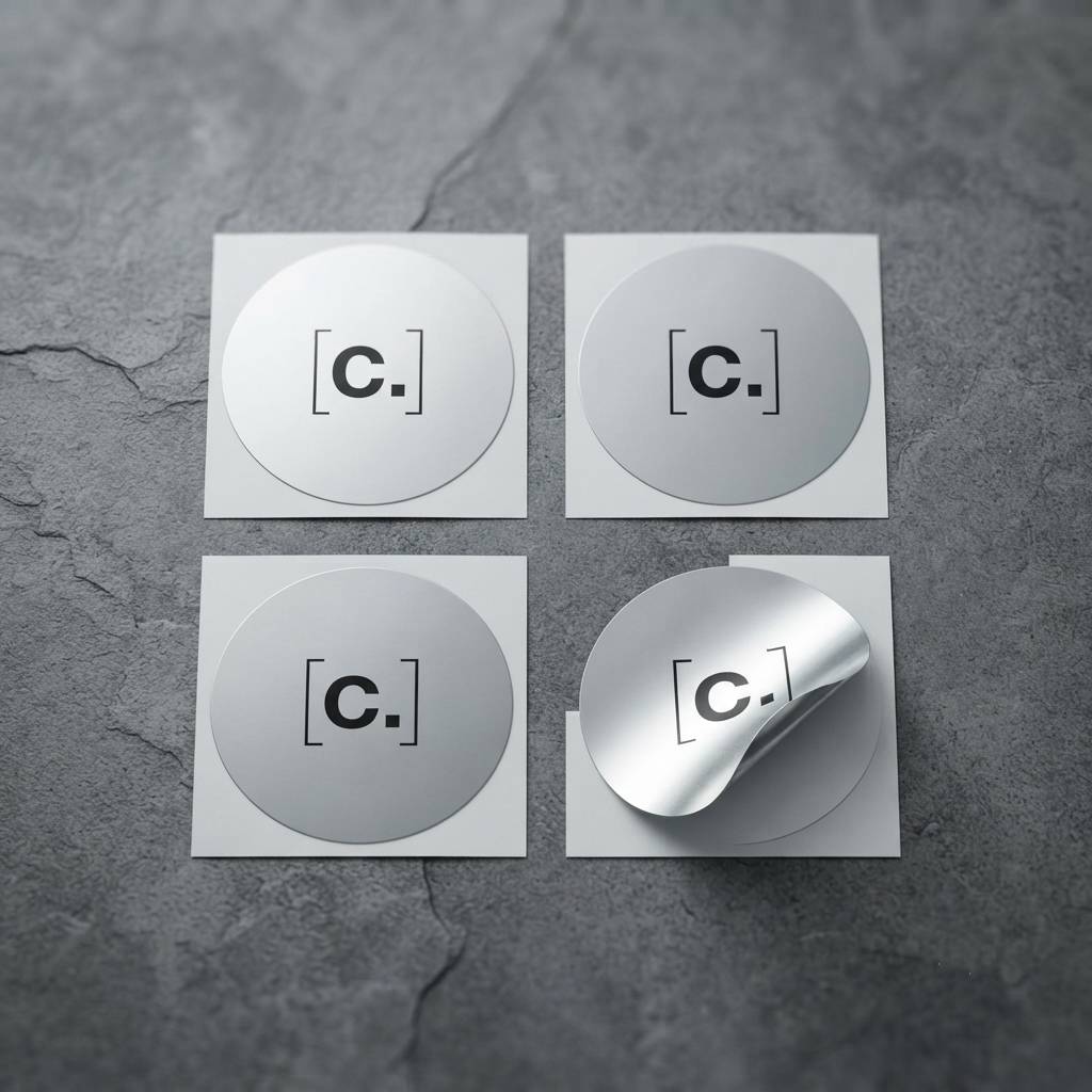Custom Metallic Brushed Silver Circle Stickers For Product Packaging Custom Metallic Brushed Silver Circle Stickers For Product Packaging